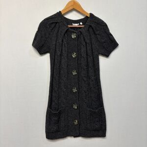 Vince Women Short Sleeve Cable Knit Cardigan Sweater Small Wool Alpaca C066 -1